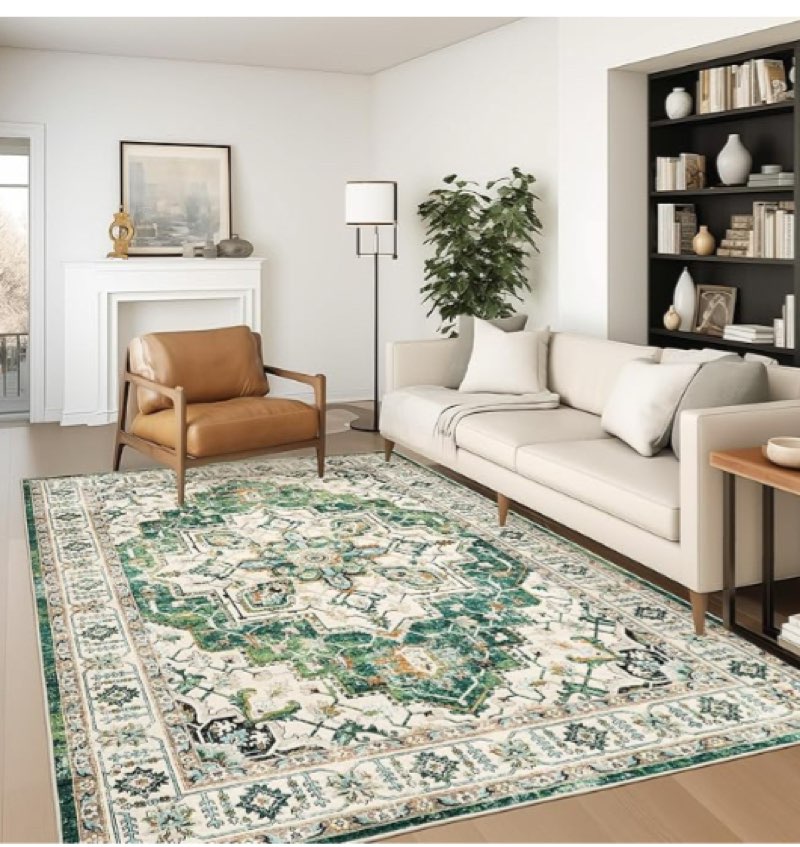zesthome 6x9 area rugs, machine washable rugs for living room, bedroom,stain resistant vintage large area rug,non-slip medallion pattern home decor rugs 6x9