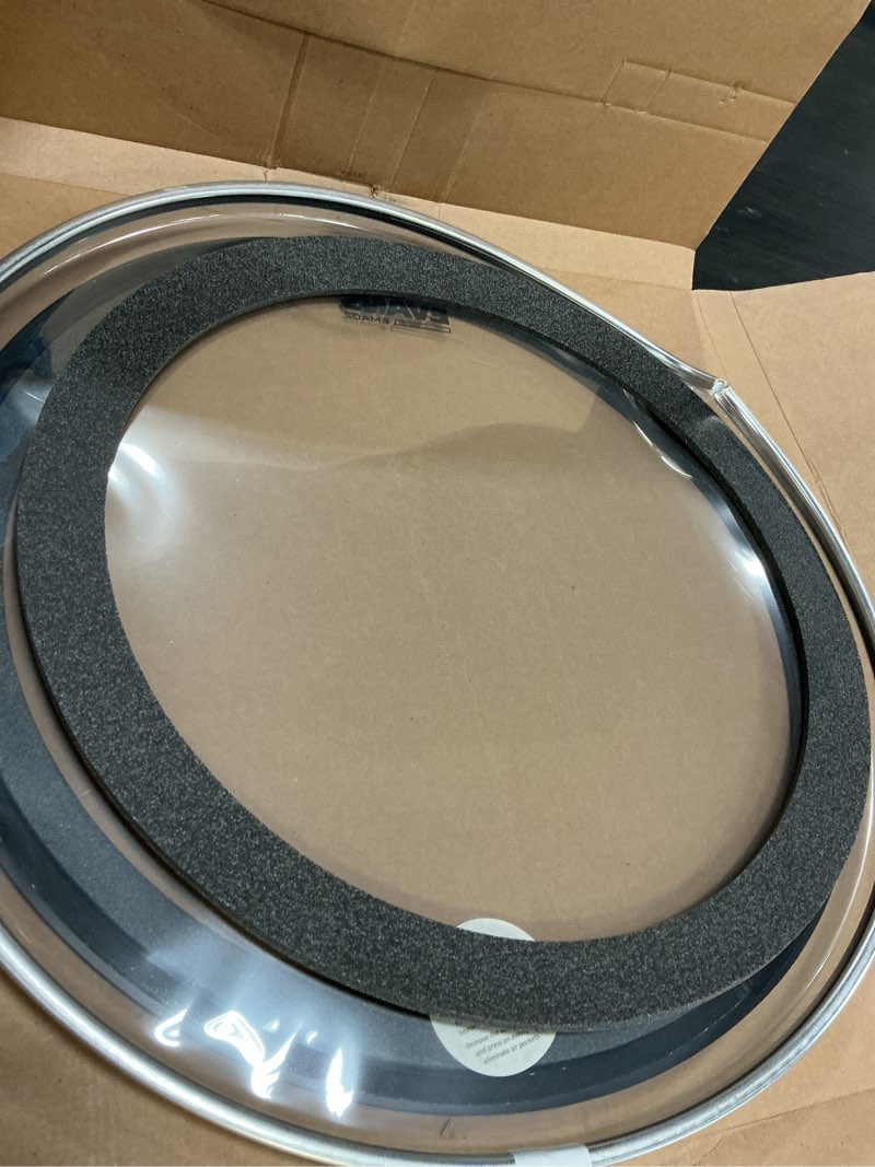Condition photo showing As Is for evans emad2 clear bass drum head, 22” – externally mounted adjustable damping system allows player to adjust attack and focus – 2 foam damping rings for sound options - versatile for all music genres 22-inch