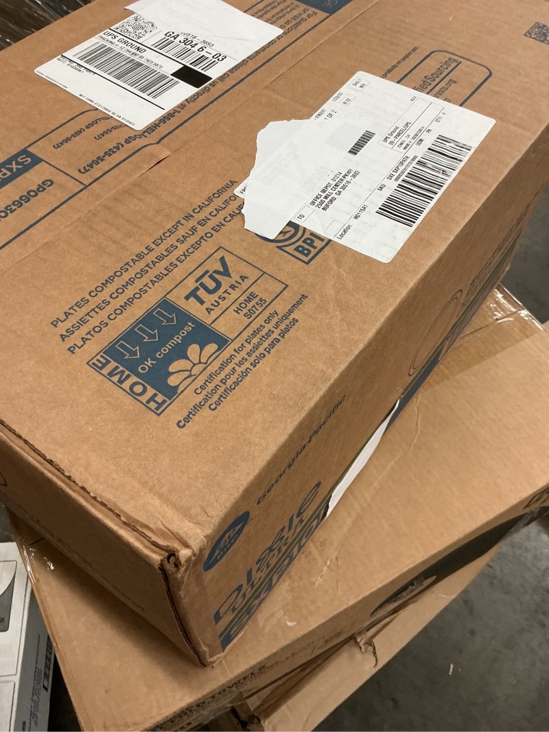 Condition photo showing New/Like New for georgia-pacific dixie ultra 10 1/16 inch heavy-weight paper plates, white, 500 count, bulk case, 4 packs/125 count per pack, sxp10w
