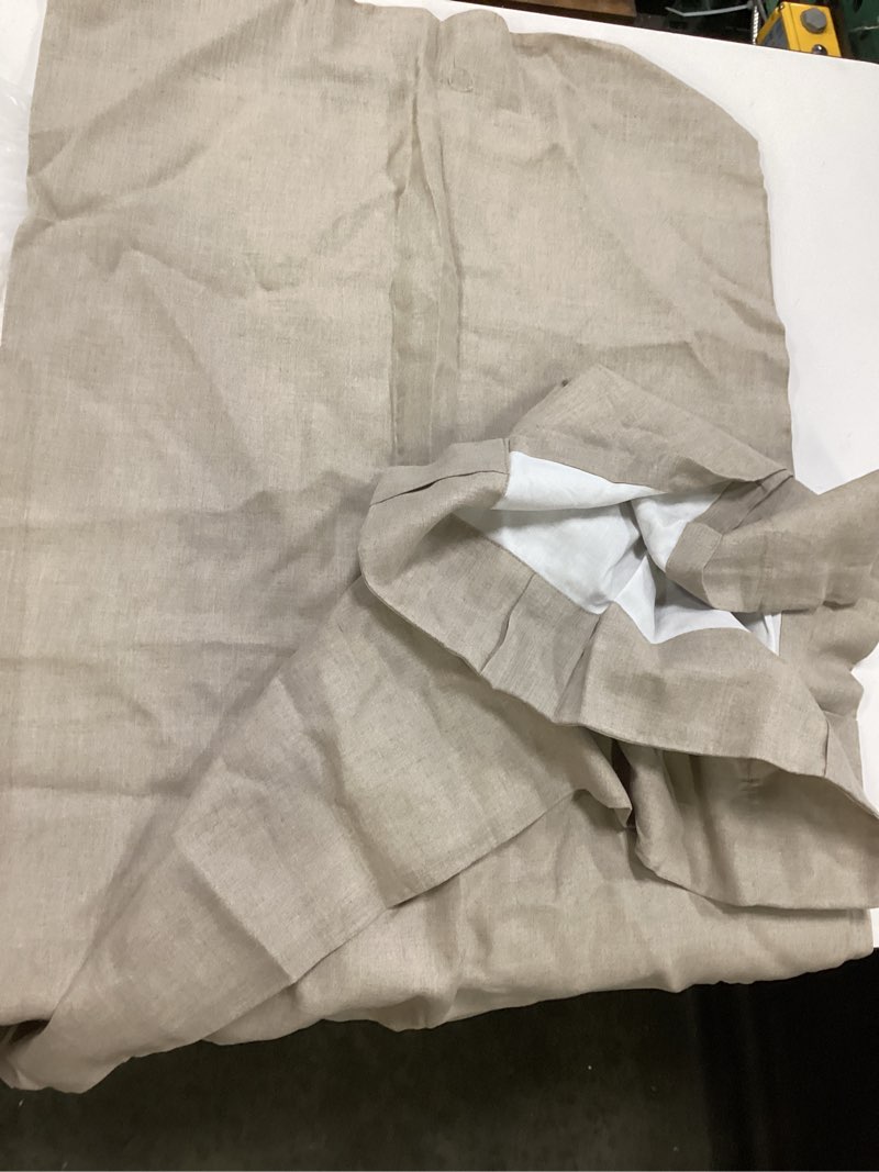 Condition photo showing As Is for european linen curtain, 48x84, dark flax