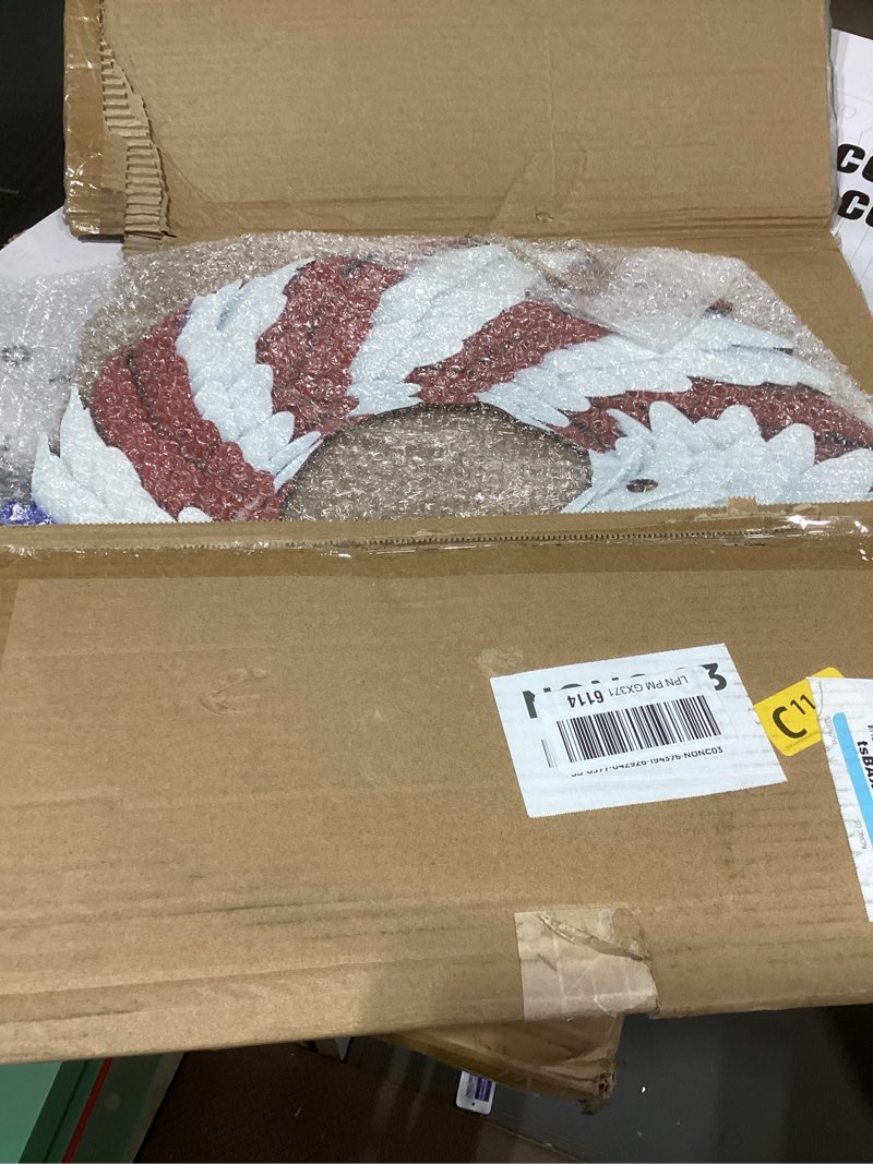 Condition photo showing Good Condition for 2026 eagle flag wreath, 250th anniversary patriotic eagle wreath, red white and blue with stars, independence day 4th of july front door wall decor (medium-2d, round) medium-2d round