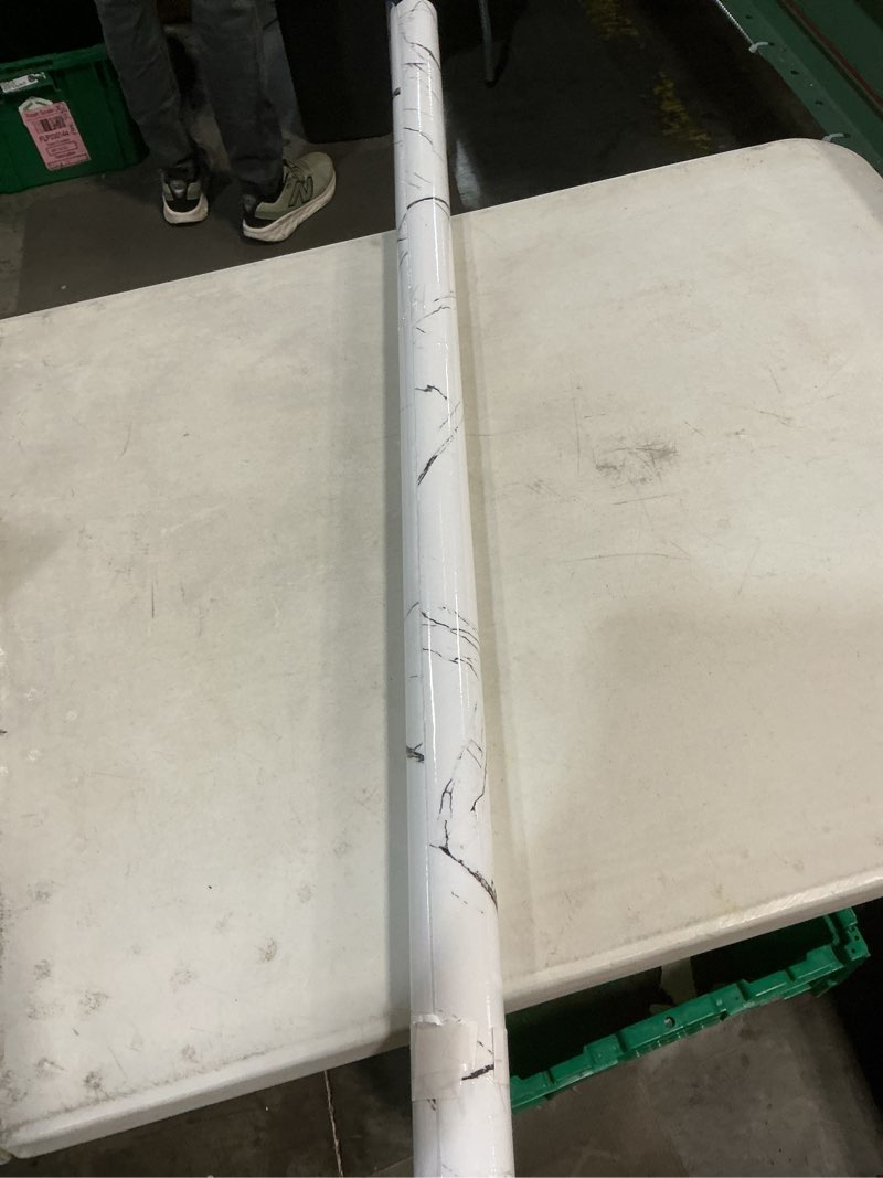 Condition photo showing Good Condition for boobest extra wide white marble contact paper 48"x196.8" thick marble countertop peel and stick marble wallpaper for tv wall backdrop bedroom bathroom sink waterproof self adhesive counter vinyl wrap 48" x 196.8" white