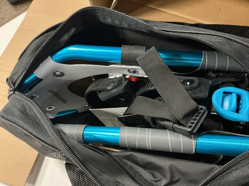 Condition photo showing Good Condition for Retrospec Drifter Snowshoes for Women & Men - Lightweight Aluminum Frame Snow Shoes with Double Ratchet Binding System, Heel Lifts & Carry Bag for All Terrain Hiking & Winter Sports Ice Cap 21" Snowshoes