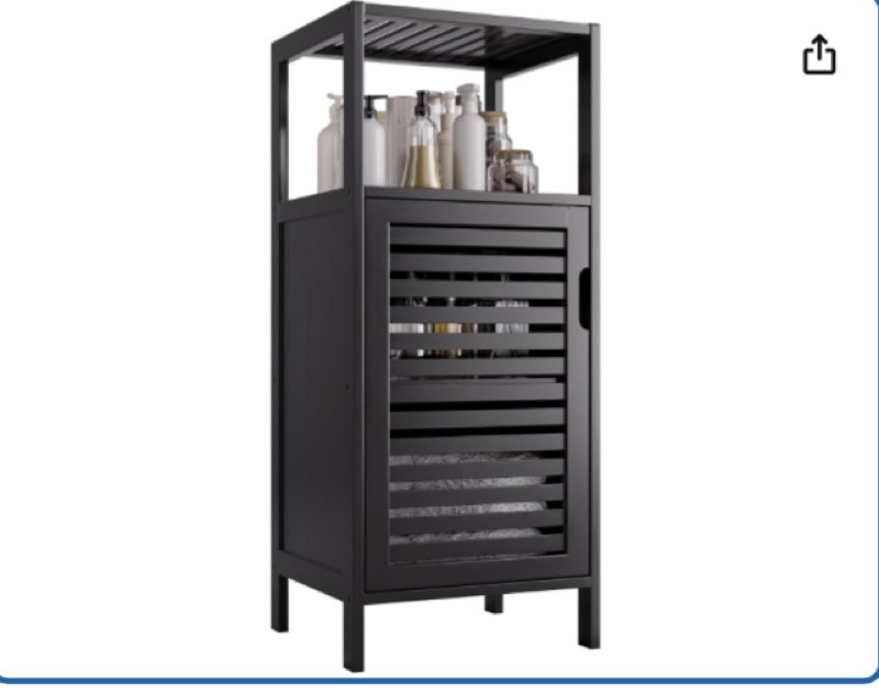 hitnet bathroom cabinet freestanding, small bamboo floor cabinet, 4 tier single door sofa side table storage organizer, space saving kitchen cupboard, natural