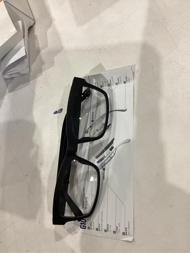 Condition photo showing Good Condition for genxenon smart glasses for men & women, clear blue light glasses, bluetooth glasses with speaker, intelligent touch & voice assistant, compatible with ios/android, audio eyeglasses for gaming/working black