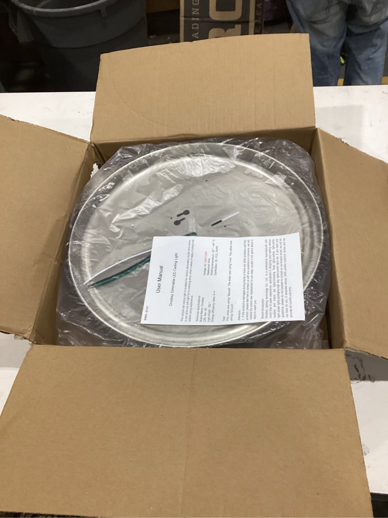 Condition photo showing As Is for Drosbey 60W LED Flush Mount Ceiling Light Fixture, 15 inch Light Fixtures Ceiling for Bedroom, Kitchen, Bathroom, Office, Garage, Super Bright 6000 Lumens, Daylight White 5000K, UL Listed Brush Nickel-Daylight 60W