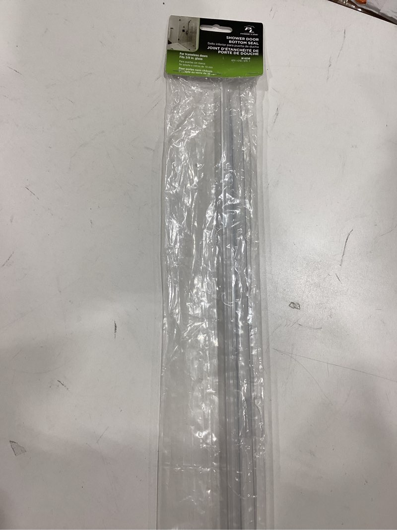 Condition photo showing As Is for Prime-Line M 6258 Frameless Shower Door Bottom Seal for 3/8 In. Thick Glass Doors – Stop Shower Leaks and Create a Water Barrier, 36 In., Clear Vinyl (Single Pack) Clear 3/8 in. single flap