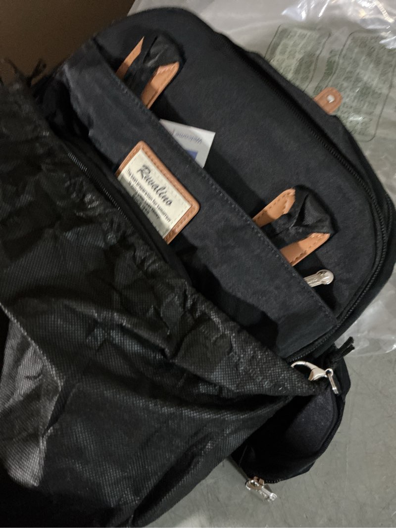 Condition photo showing New/Like New for ruvalino diaper bag backpack, multifunction travel pack maternity baby changing bags, large capacity, waterproof, black classic_black polyester