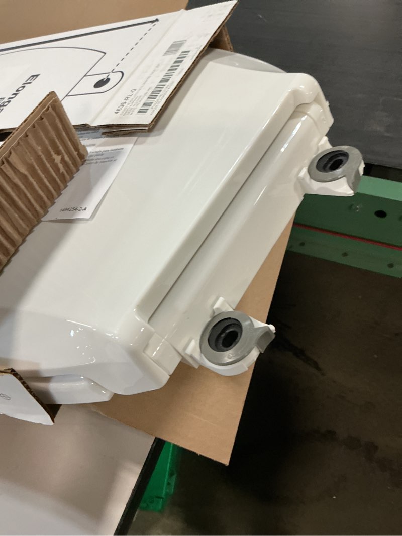 Condition photo showing As Is for kohler 4636-rl-0 cachet readylatch elongated slow close toilet seat, soft close toilet seat quiet lid, contoured grip-tight bumpers installation hardware, apartment essentials, white white elongated ready latch