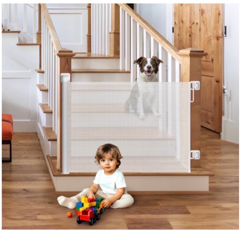 HOMEAL Retractable Baby Gate for Stairs & Doorways, Outdoor Indoor Retractable Mesh Gates for Baby a