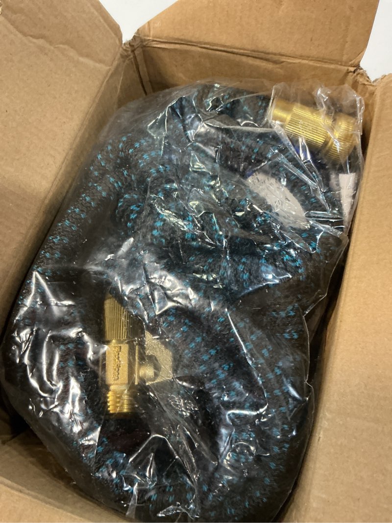 Condition photo showing Good Condition for flexi hose expandable garden hose with 8 function nozzle, 50ft - lightweight retractable garden hose, water hose - no-kink flexibility, 3/4 inch solid brass fittings and double latex core