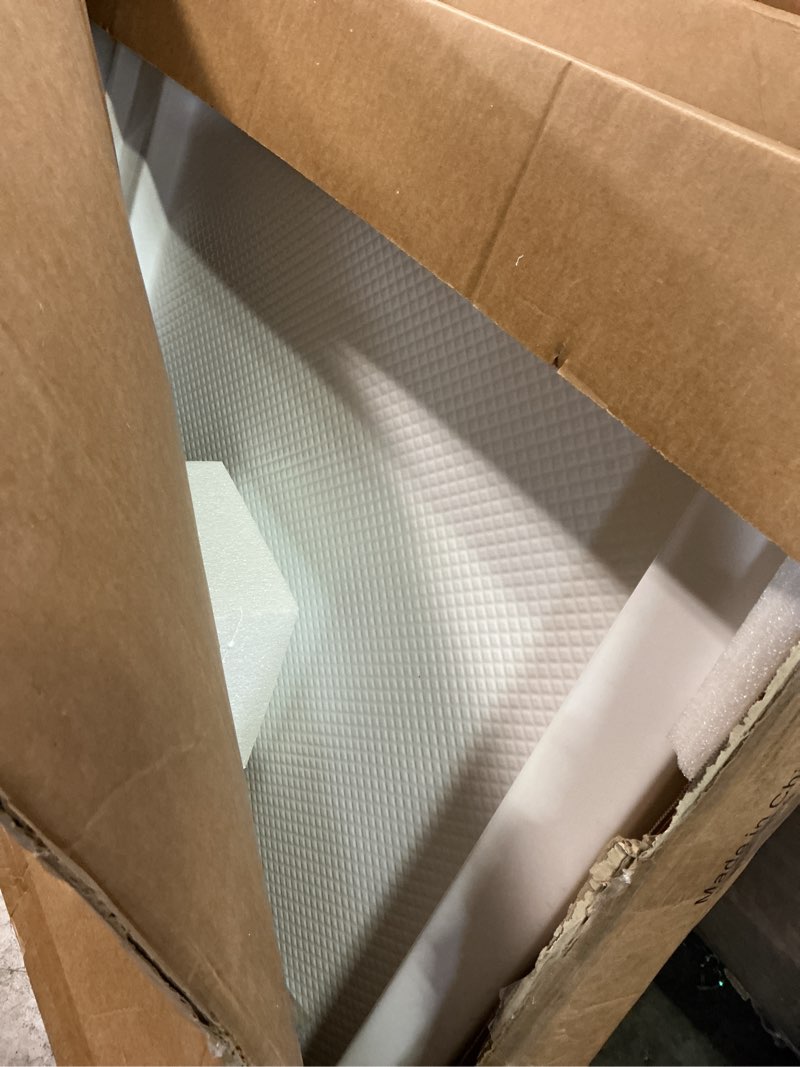 Condition photo showing Good Condition for dreamline slimline 32 in. d x 42 in. w x 2 3/4 in. h center drain single threshold shower base in white, dlt-1132420 white 32 inch d x 42 inch w center drain