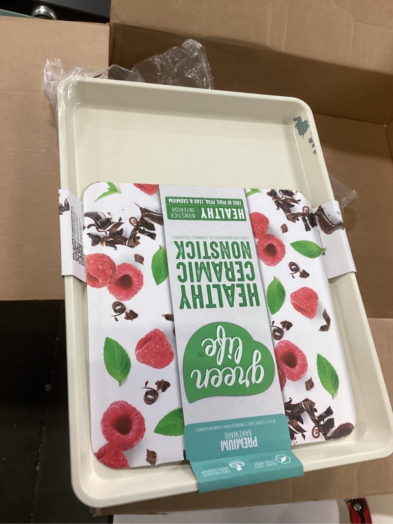 Condition photo showing Good Condition for GreenLife Bakeware 18” x 13” Half Cookie Sheet Baking Pan, Non-Toxic PFAS-Free Healthy Ceramic Nonst