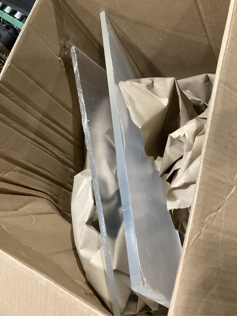 Condition photo showing As Is for roowest 1 pcs 24 x 36 inch, 1/2 inch thick clear acrylic sheets transparent plastic panels sheets cut to size cast acrylic board panel with protective film for craft diy project sign frame 24 x 36 inch, 1/2 inch transparent 1