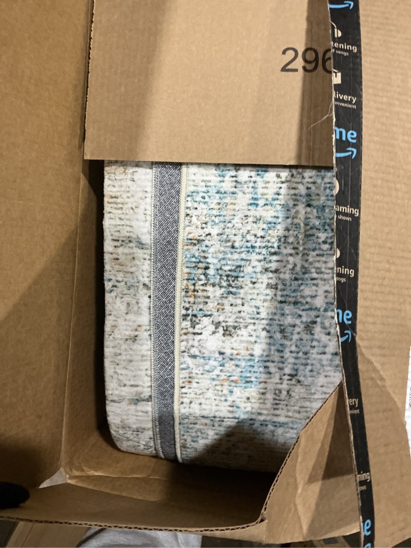 Condition photo showing Good Condition for 9x12 Area Rug Teal Beige Abstract Living Room Bedroom Washable Carpet Neutral Modern Non-Slip Soft Low Pile Lightweight Vacuumable Large Throw Rug for Dining Room 9' x 12' (Rectangular) Teal/Beige
