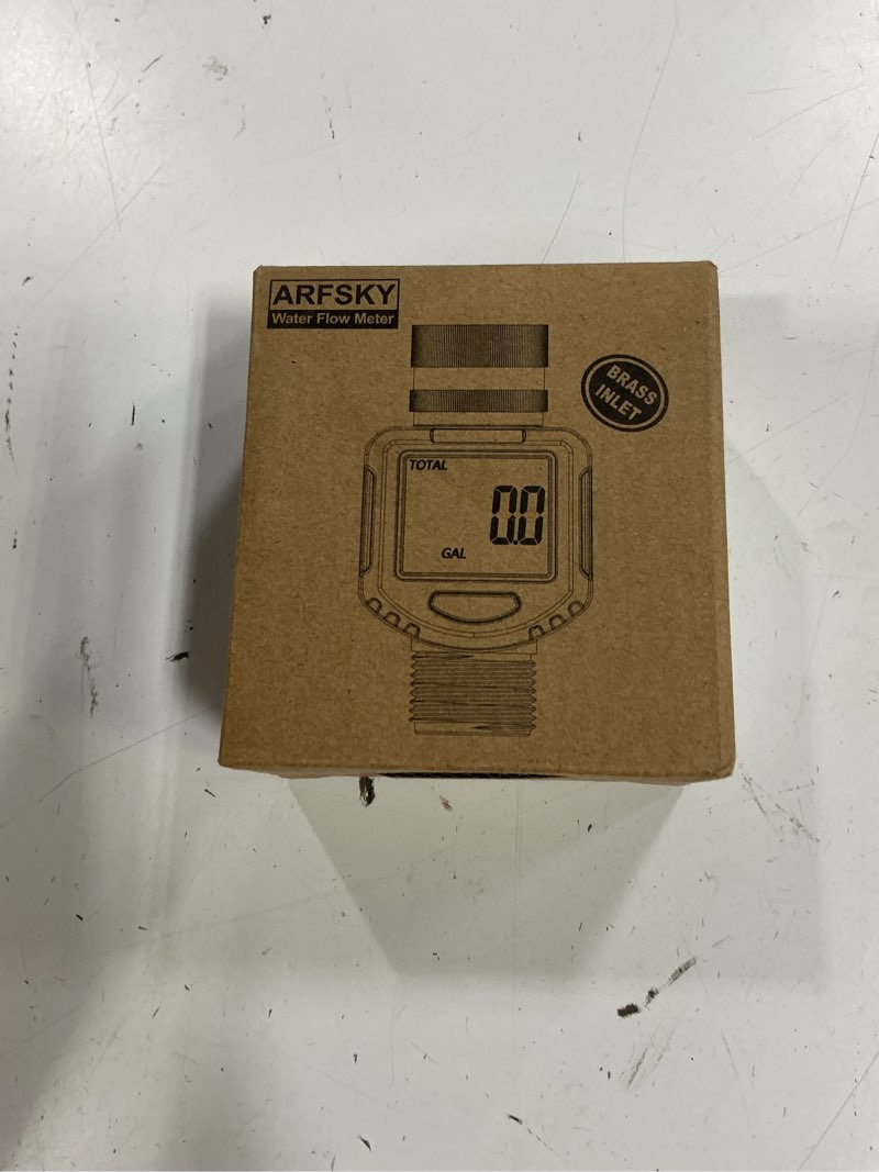 Condition photo showing New/Like New for water flow meter with 180° flip screen - ±5% accuracy, brass inlet, waterproof lcd water meter for outdoor garden hose, rv & irrigation, lawn sprinkler watering, measure gallon/liter