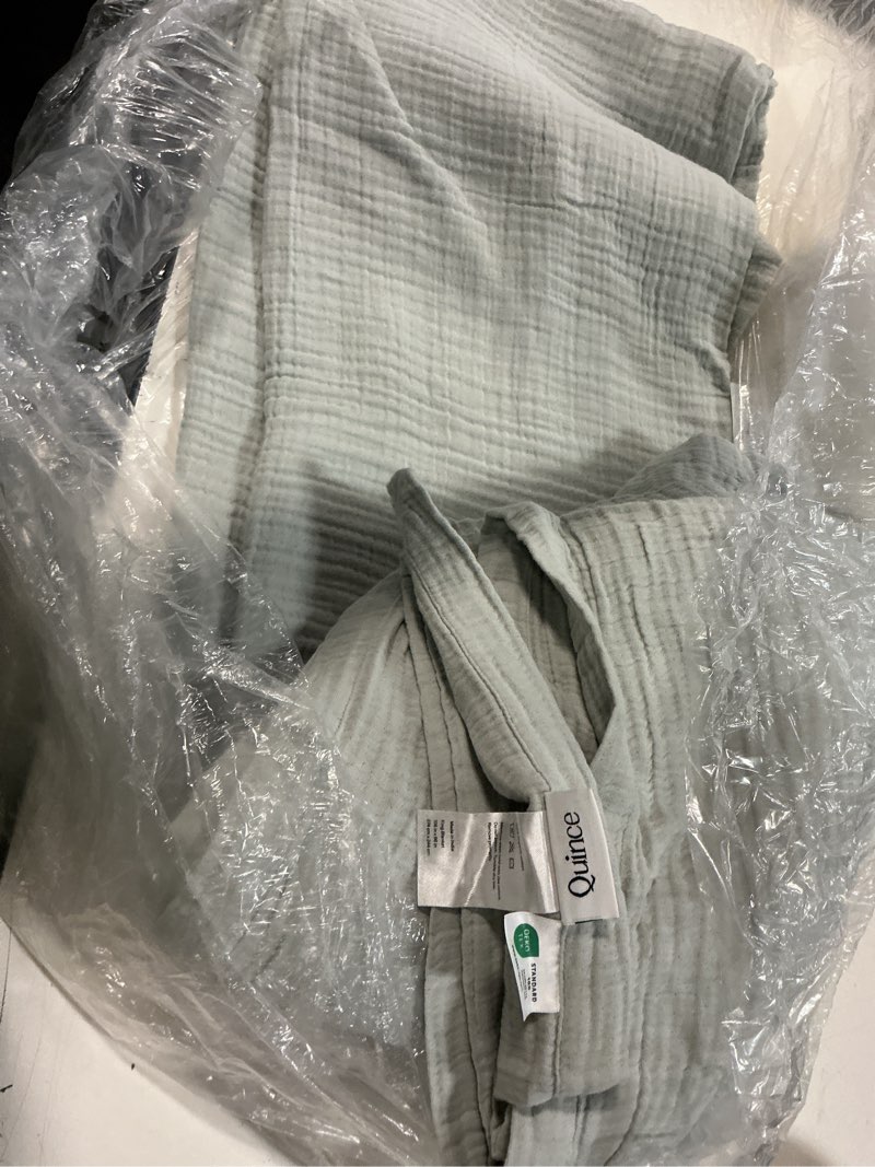 Condition photo showing Good Condition for luxury organic cotton bed blanket color: dried sage size: king/cal king