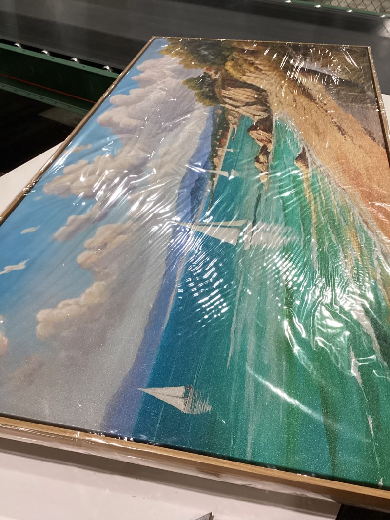 HGUAOA Coastal Wall Art - Large Landscape Wall Art for Living Room, Blue Ocean Wall Pictures, Sailbo