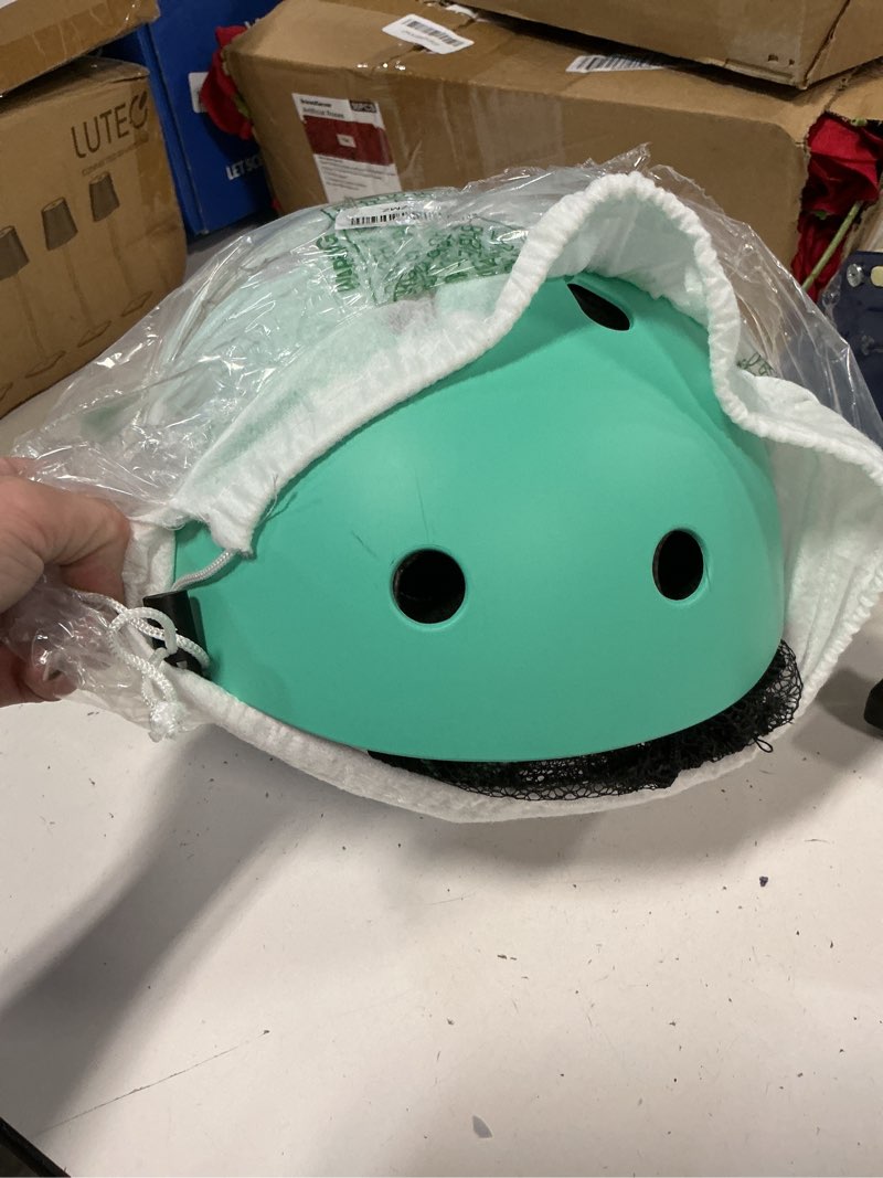 Condition photo showing As Is for adjustable helmet for ages 5-16 kids toddler boys girls youth,protective gear with elbow knee wrist pads for multi-sports skateboarding bike riding scooter inline skatings longboard roller skate light green set medium: 52-57 cm