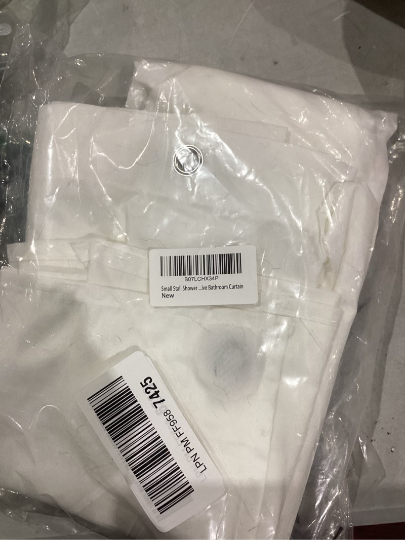 Condition photo showing Good Condition for Barossa Design Small Stall Shower Curtain Fabric 42 inch Wide, Waffle Weave, Hotel Luxury Spa, 230 GSM Heavyweight, Water Repellent, Machine Washable, White Pique Pattern Decorative Bathroom Curtain