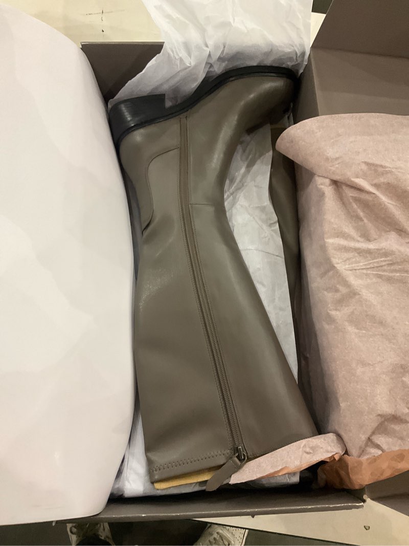 Franco Sarto Womens Giselle Flat Tall Boot Shadow Grey Stretch Leather 6.5 W