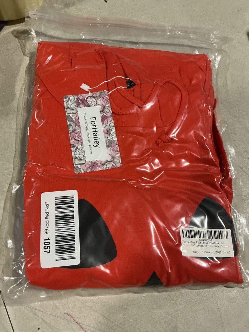 Condition photo showing New/Like New for forhailey plus size hoodies for women long sleeve pullover shirts drawstring tops xl-5xl pumpking face 4x-large plus
