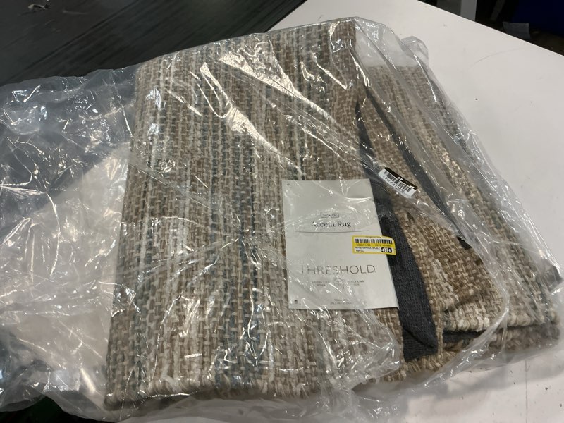 Condition photo showing Good Condition for 2'6"x4' woven accent rug gray - threshold™: handmade rectangle, multi-stripe, jute & cotton, indoor use