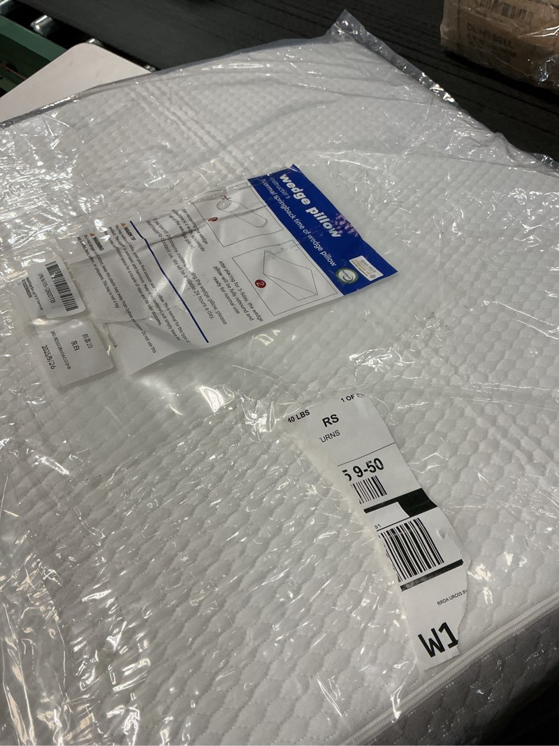 Condition photo showing Good Condition for Bedluxe Wedge Pillow, 8 inch Bed Wedge Pillow for Headboard, Pillow Wedge for Acid Reflux Relief, Sleeping, After Surgery, Snoring, Gerd, Triangle Pillow Wedge - Cooling Memory Foam Top, White/Grey 24*24*8 Inch White Grey