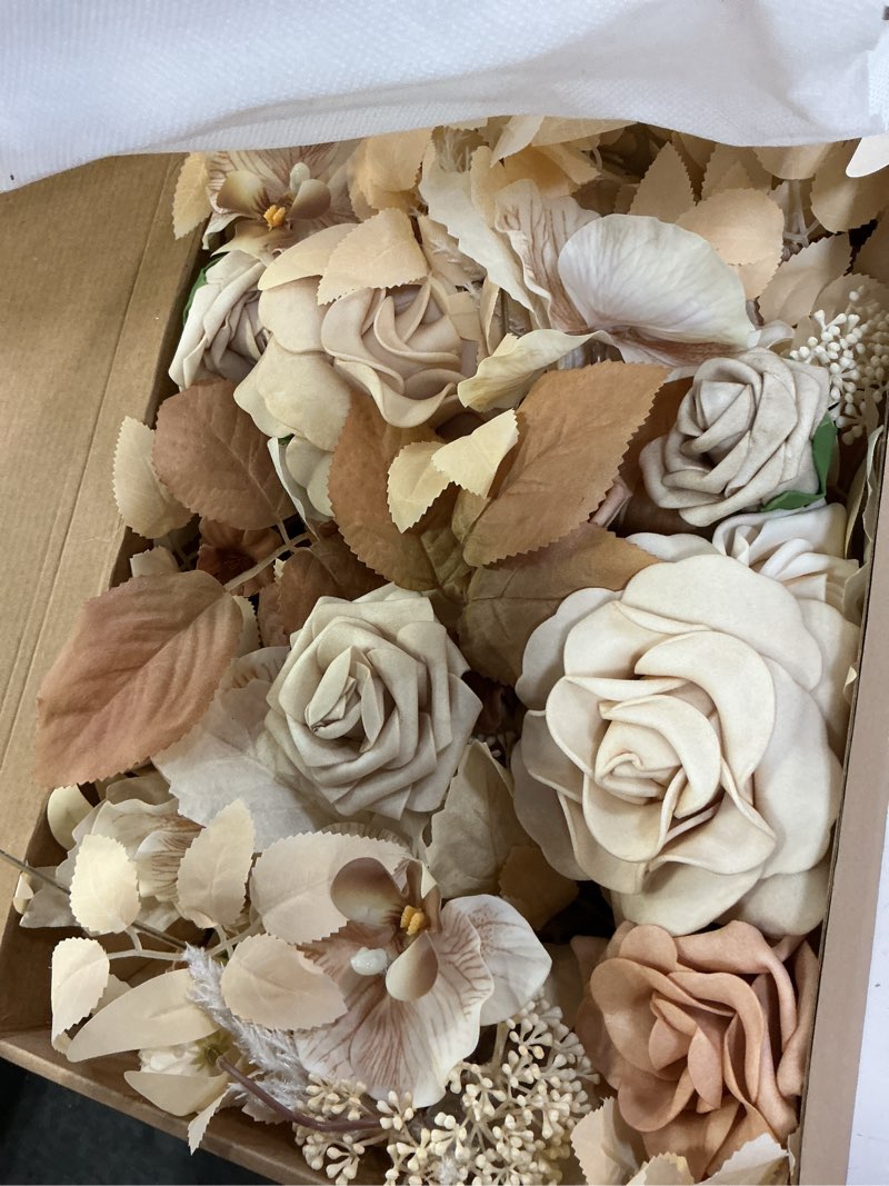 Condition photo showing Good Condition for ling's moment 2pcs white & beige artificial flower garland floral swags table centerpieces wedding decoration rose garlands greenery arrangements for sweetheart/head table decor br-white & beige
