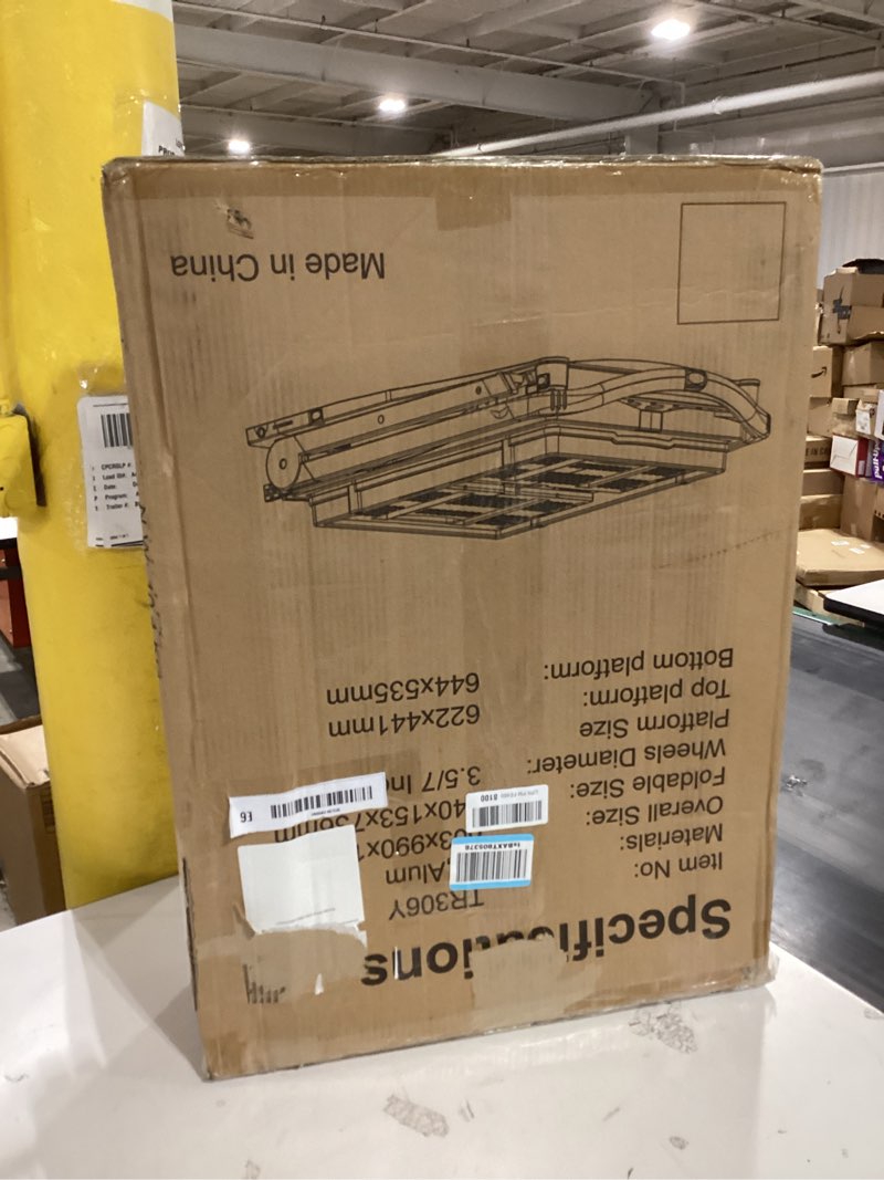 Condition photo showing New/Like New for Collapsible Shopping Cart with Wheels, 200 lbs Capacity Grocery Cart on Wheels with Storage Crate, Platform Hand Truck with Foot Brake, Yellow Yellow Cart