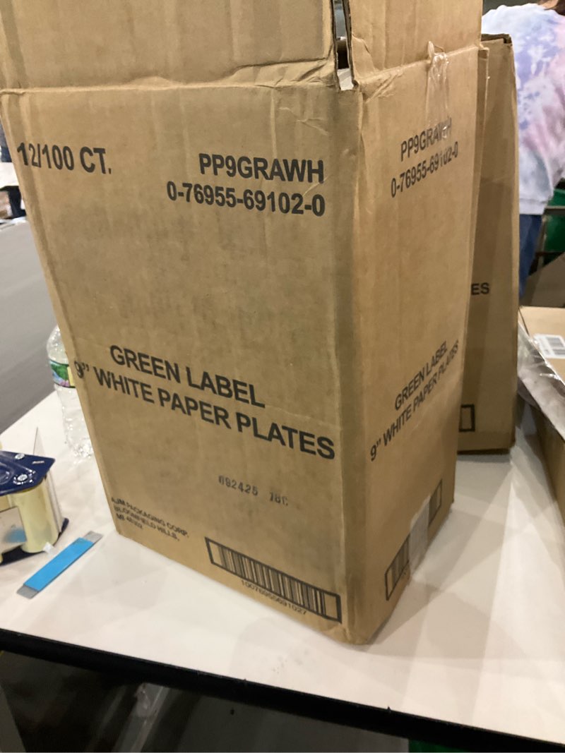 9” white paper plates 12/100ct