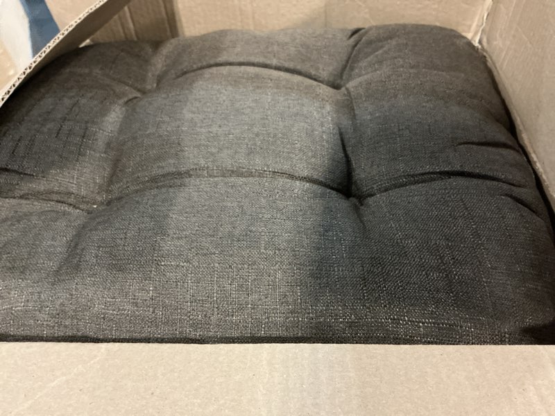 Condition photo showing As Is for chair cushions for dining chairs set of 6, non slip indoor kitchen chair cushions with ties, tufted memory foam seat chair pads, 17" x 16" x 3", dark coffee dark coffee pack of 6