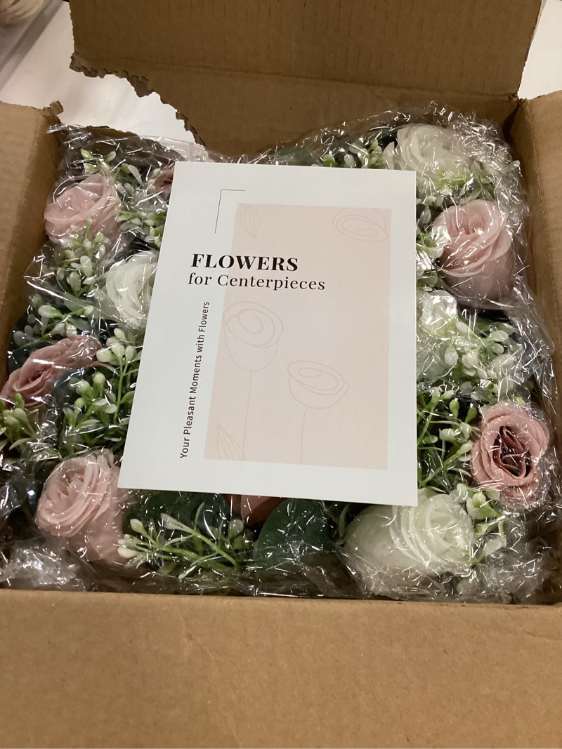 Condition photo showing New/Like New for NUPTIO Flower Candle Rings for Centerpieces: 13.4 Inch Artificial Rose Wreath for Wedding Party Christmas - Dusty Rose & White Wreaths for Spring Summer Front Door Porch Table Decor 2 Pcs Dia 13.4"-2pcs Dusty Rose & White