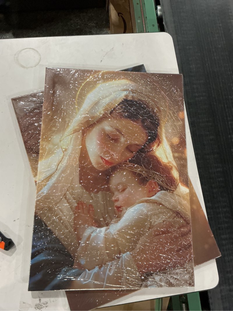 Condition photo showing New/Like New for ZQQART Virgin Mary Canvas Wall Art Baby Jesus Nestled in Virgin Mary Picture Prints Religious Christian Wall Decor Frame Ready to Hang(Virgin Mary 2,16.00" x 24.00") Virgin Mary 2 16"L x 24"W
