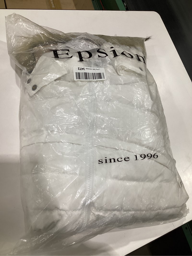 Condition photo showing New/Like New for Epsion Women's Hooded Thickened Long Down Jacket Winter Down Parka Puffer Jacket Large White