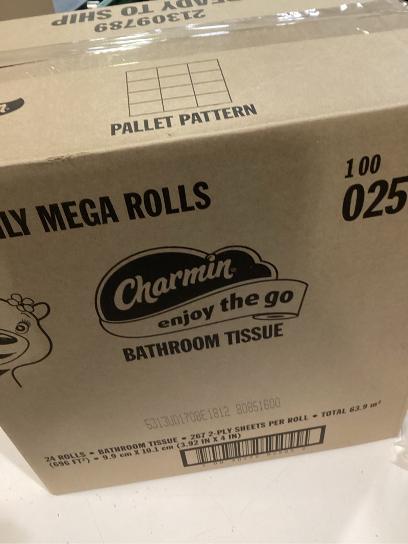 Condition photo showing New/Like New for charmin ultra strong clean touch toilet paper, 24 family mega rolls = 120 regular rolls family mega 24 rolls (275 sheets)