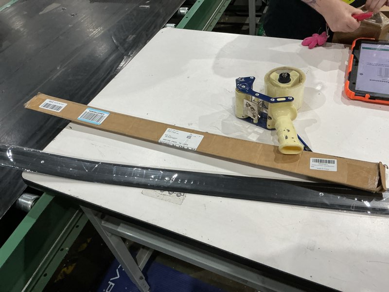 Condition photo showing As Is for 2.4"w 0.1"h 36"l flat profile aluminum door threshold, metal threshold transition strip for carpet wood tile concrete vinyl flooring gaps doorway decoration protector(black,1pcs) 2.4"w-36"l-1pcs black