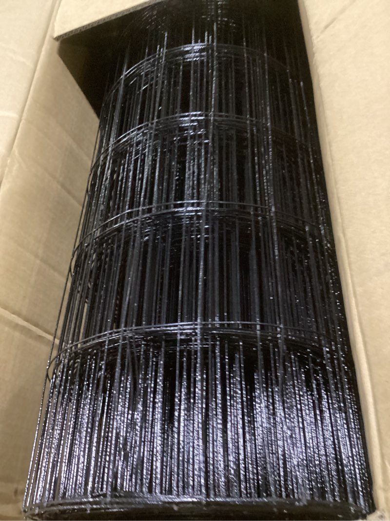 Condition photo showing As Is for (similar ) tongmo 2 ft x 100 ft black pvc coated welded wire fence, 16ga garden chicken wire fence roll, mesh size 2\" x 4\" hardware cloth, ideal for yard protection and poultry netting 2ft*100ft blacko