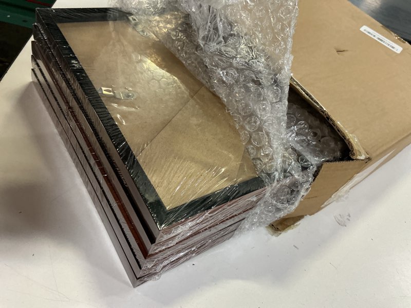 Condition photo showing Good Condition for upsimples certificate frame with high definition glass, 8.5 by 11 picture diploma document frames for wall and tabletop,mahogany 5 pack mahogany 8.5x11
