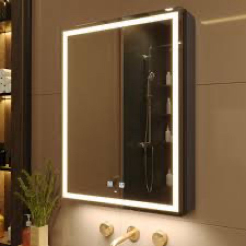 david-christian led lighted bathroom medicine cabinet with mirror, defogger, dimmer, outlets & usbs