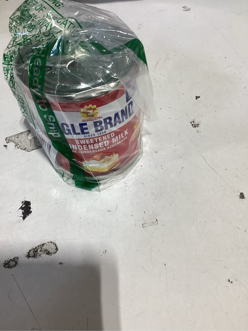 Condition photo showing Good Condition for eagle brand 14oz sweetened condensed milk, great for flan, cooking, baking, drinks, dessert, ice cream, no artificial ingredients, gluten free, rich creamy flavor, rbst-free, kosher-dairy 14 fl oz (pack of 1)