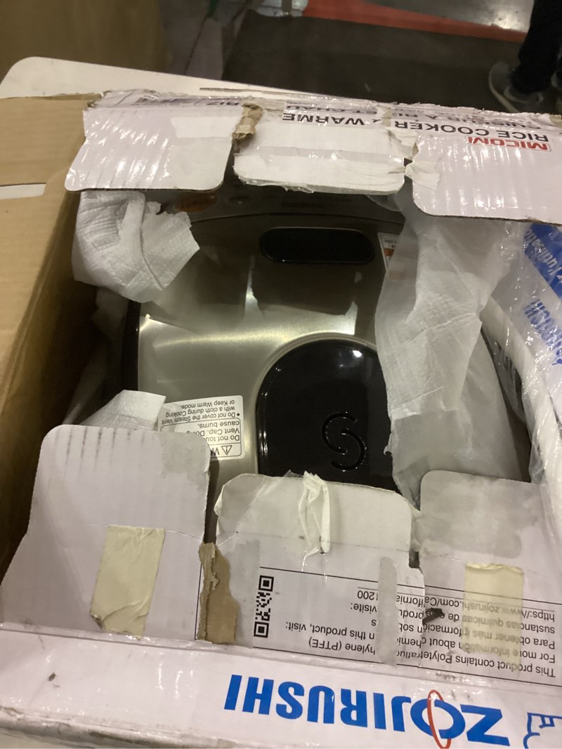 Condition photo showing As Is for Zojirushi Micom 3-Cup Compact Size, Multiple Settings, Stainless Steel Made, Built-In Retractable Power Cord and Easy to Transport Rice Cooker and Warmer Stainless Black 3-Cups (uncooked), Rice Cooker & Warmer