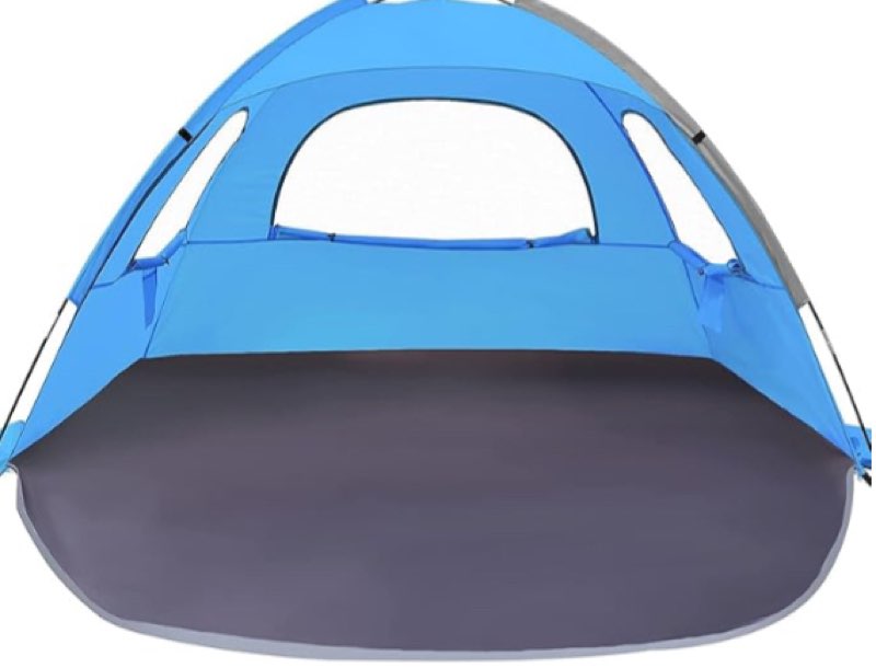 NXONE Beach Tent Sun Shade Shelter for 2-3 Person with UV Protection, Extended Floor, 3 Mesh Roll Up Windows & 8.0mm Fiberglass Rods?Carry Bag Included (Mint blue)