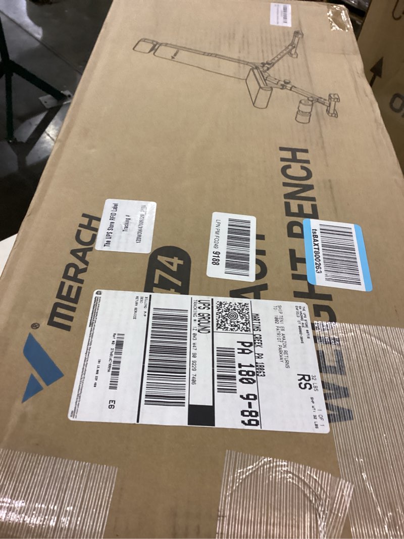 Condition photo showing As Is for MERACH Adjustable Weight Bench, 990LBS Fast Folding Weight Benches for Home Gym, Workout Bench with Extended Head Support, Incline Decline Flat Utility Bench Press for Full Body Black