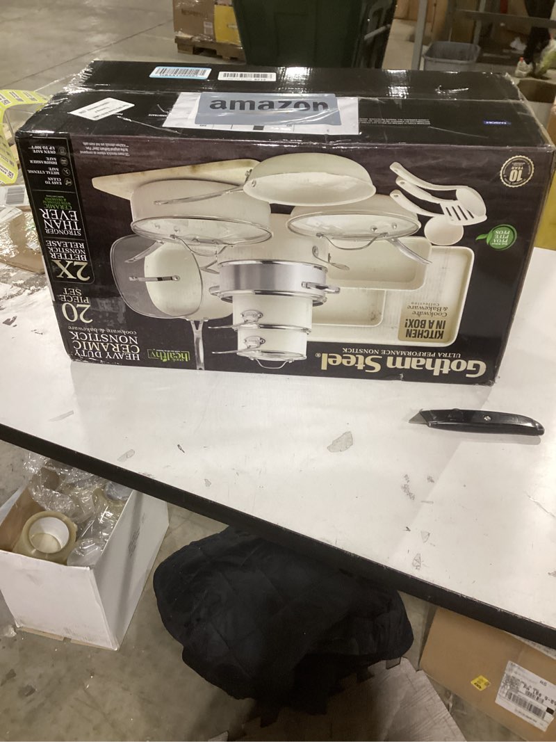 GOTHAM STEEL 20 Pc Ceramic Cookware Set Nonstick, Ceramic Pots and Pans Set Non Stick for Kitchen wi