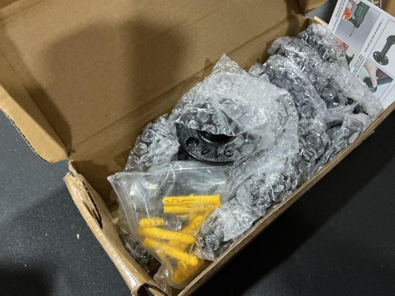 Condition photo showing Good Condition for Industrial Pipe Shelf Brackets for 8 10 12 14 inches Board, Iron L Pipe Floating Shelves, Heavy Duty Metal Shelving Brackets -4 Pack Black