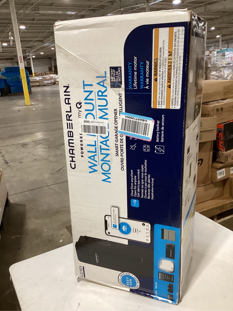 chamberlain rjo101mc ultra-quiet wall mount garage door opener with battery backup, myq smart wi-fi 