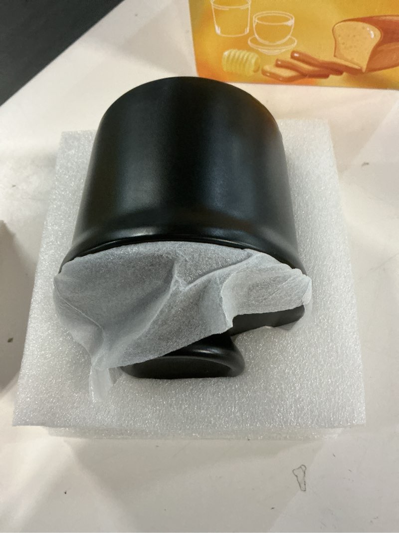 Condition photo showing New/Like New for porcelain butter crock with lid – ceramic butter keeper dish with water line for countertop, keeps butter fresh,black