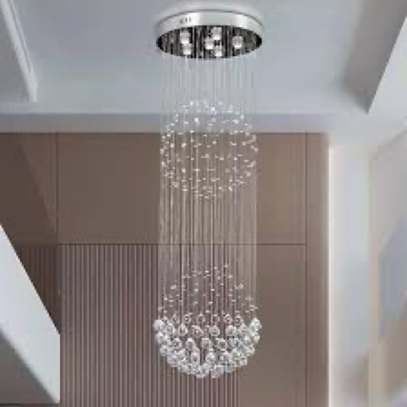Finktonglan 62.9-in Crystal Chandelier for High Ceilings Raindrop Sphere Chandelier Ceiling Light Pe