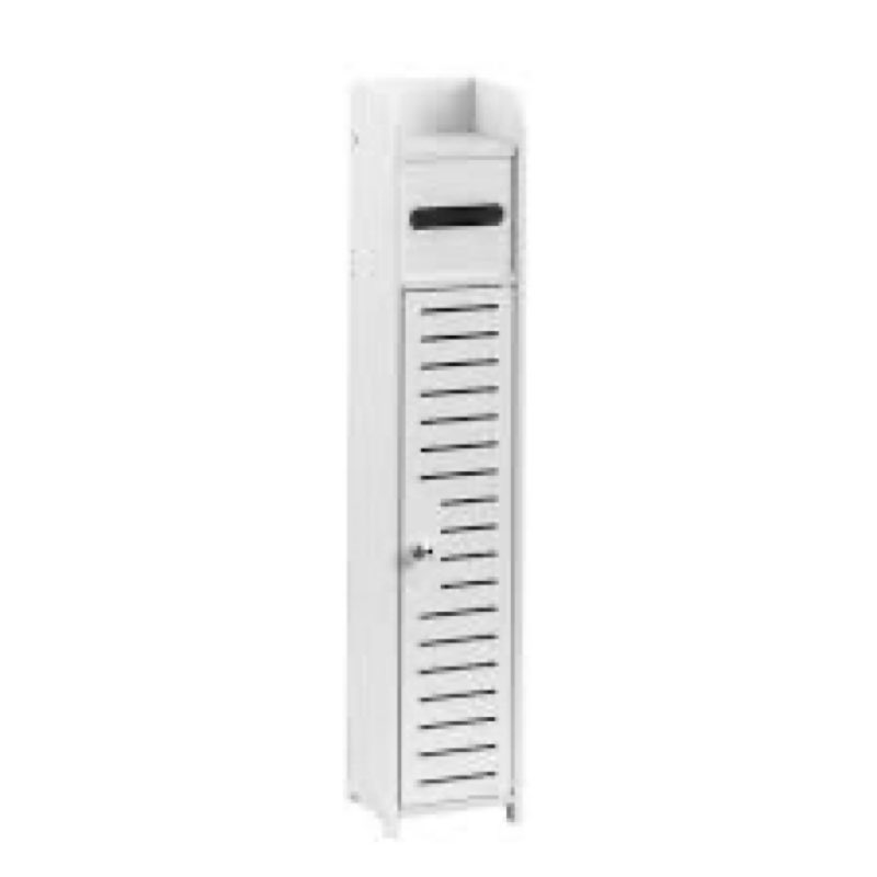 AOJEZOR Toilet Paper Holder Stand: Small Bathroom Storage Cabinet for Small Spaces,White